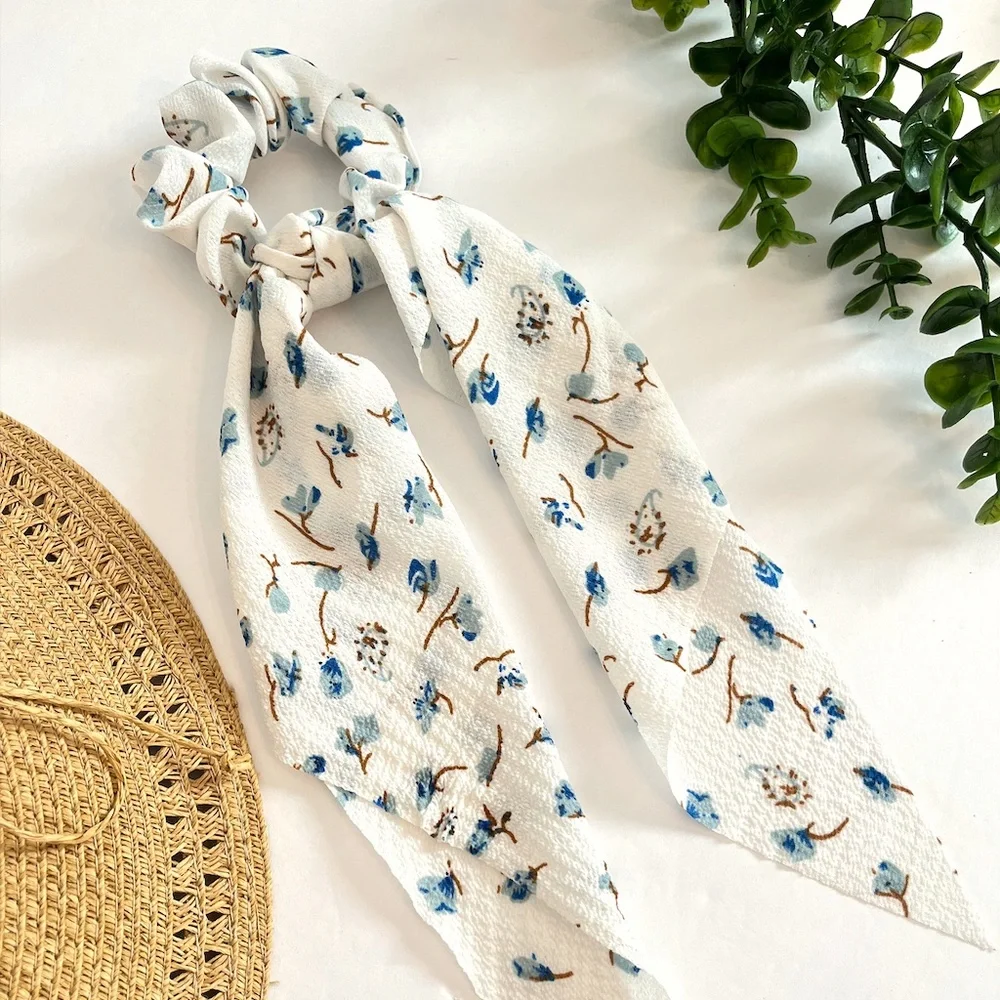 Boho Hair Scrunchie Scarf Bow